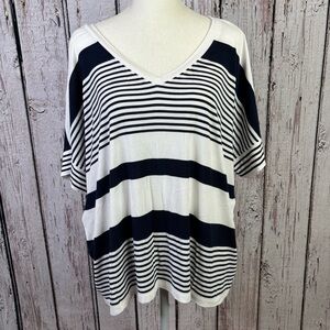CAbi Size Small Sailor Tee Style#5925 Blue White Stripe Short Sleeve Relaxed Fit